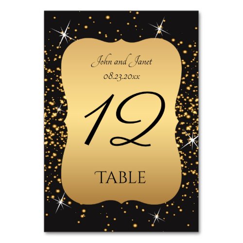 Gold Glitter and Black Table Numbers