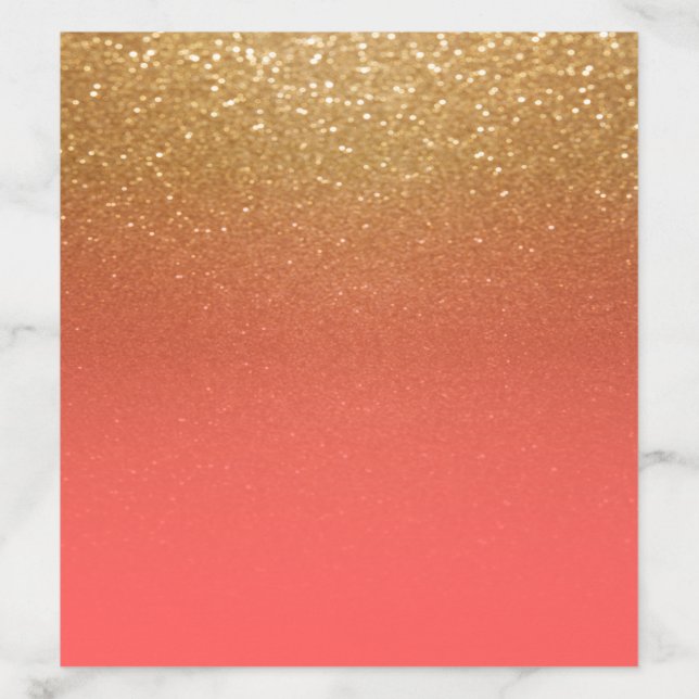 Gold Glitter and Coral Envelope Liner (Design)