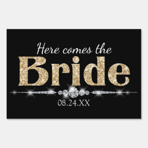 Gold Glitter and Diamonds Bride Bachelorette Sign