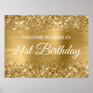 Gold Glitter and Foil 21st Birthday Welcome Poster