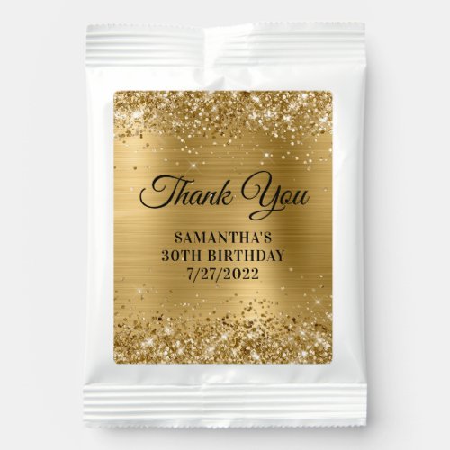 Gold Glitter and Foil 30th Birthday Thank You Lemonade Drink Mix