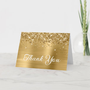 Gold Glitter and Foil 50th Birthday Letterpress Thank You Card