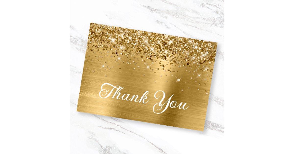 Gold Glitter and Foil 50th Birthday Thank You Card | Zazzle