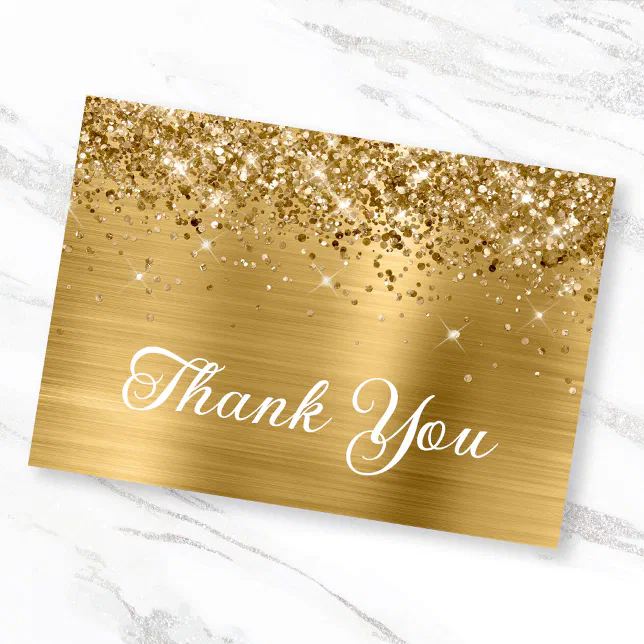Gold Glitter and Foil 50th Birthday Thank You Card | Zazzle