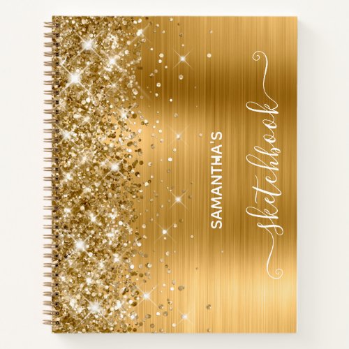 Gold Glitter and Foil Girly Sketchbook Notebook