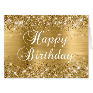 Gold Glitter and Foil Happy Birthday Card