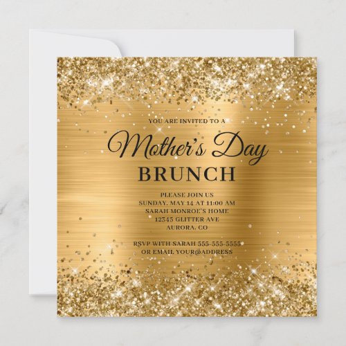 Gold Glitter and Foil Mothers Day Brunch Invitation