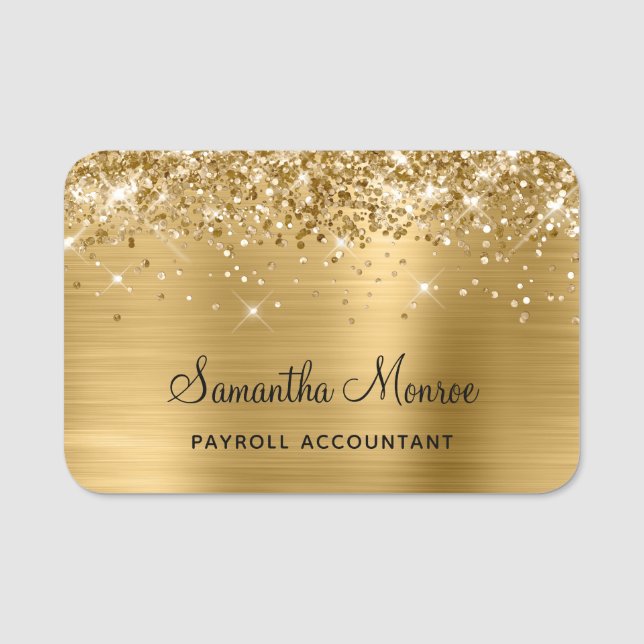 Gold Glitter and Foil Name Tag (Front)