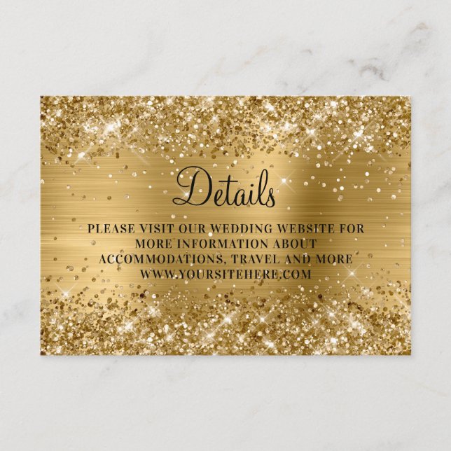 Gold Glitter and Foil Wedding Details Enclosure Card (Front)