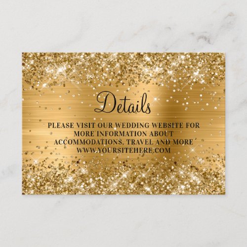 Gold Glitter and Foil Wedding Details Enclosure Card
