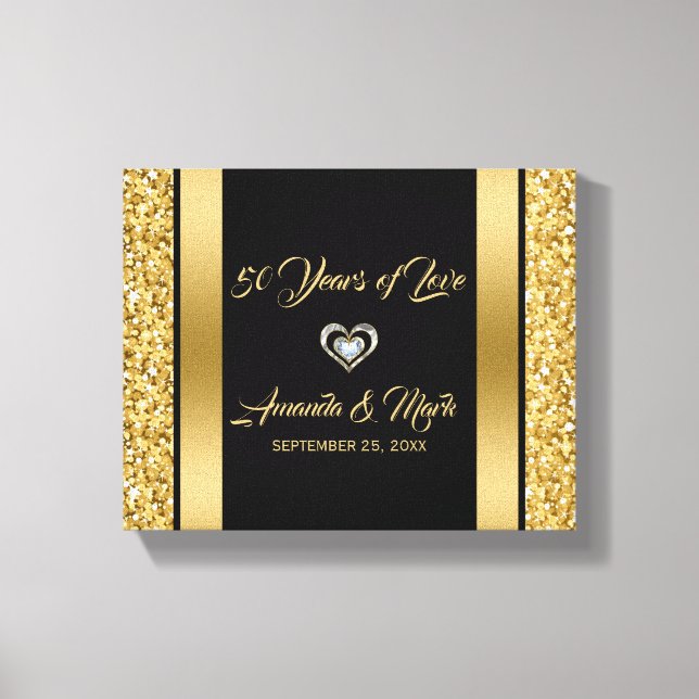 Gold Glitter And Frame Canvas Print (Front)