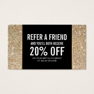 Gold Glitter and Glamour Beauty Referral Card