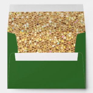 Gold Glitter and Green Envelope