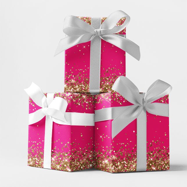 Gold Glitter and Hot Pink Wrapping Paper Sheets (Gold Glitter and Hot Pink Wrapping Paper Sheets)
