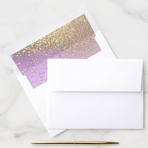 Gold Glitter and Lavender Envelope Liner