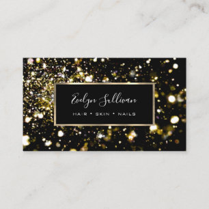 Gold glitter and lights business card