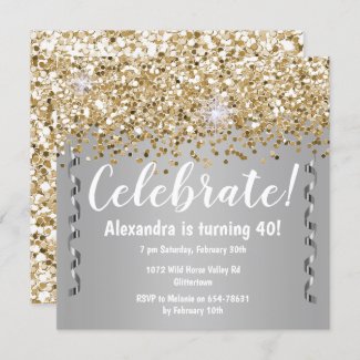 Gold Glitter and Metallic Silver 40th Birthday