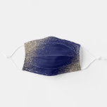 Gold Glitter and Navy Blue Adult Cloth Face Mask