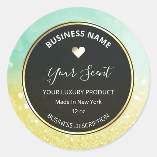 Gold Glitter And Pastel Mint Candle Labels