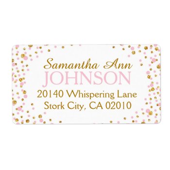 Gold Glitter And Pink Dot Sprinkles Label by NouDesigns at Zazzle
