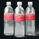 Gold Glitter and Red 40th Birthday Water Bottle Label<br><div class="desc">Create your own 40th birthday party water bottle labels. Faux sparkly gold glitter against a red ombre or gradient background. Customize the font styles to create your own favor sticker design for her special celebration. A classic elegant calligraphy paired with an all caps serif font. All the glittery and sparkly...</div>