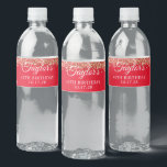 Gold Glitter and Red 40th Birthday Water Bottle Label<br><div class="desc">Create your own 40th birthday party water bottle labels. Faux sparkly gold glitter against a red ombre or gradient background. Customize the font styles to create your own favor sticker design for her special celebration. A classic elegant calligraphy paired with an all caps serif font. All the glittery and sparkly...</div>