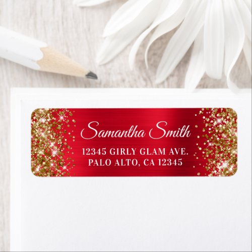 Gold Glitter and Red Foil Glam Label