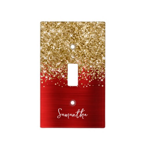 Gold Glitter and Red Glam Light Switch Cover