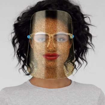 Gold Glitter And Red Lips Face Shield by gogaonzazzle at Zazzle