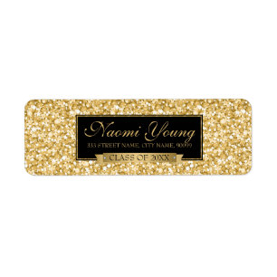 Gold Glitter And Ribbon Label