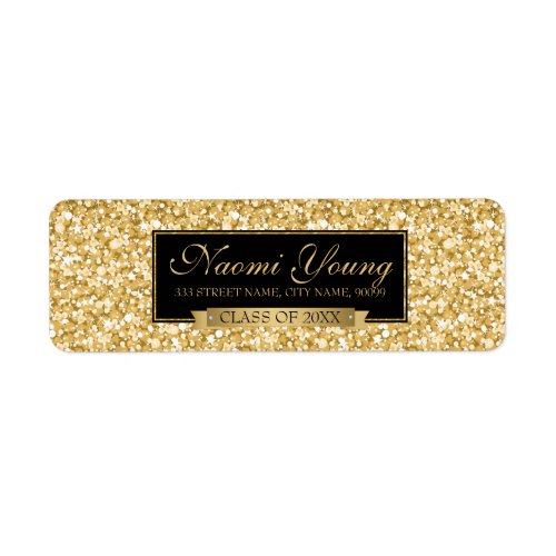 Gold Glitter And Ribbon Label