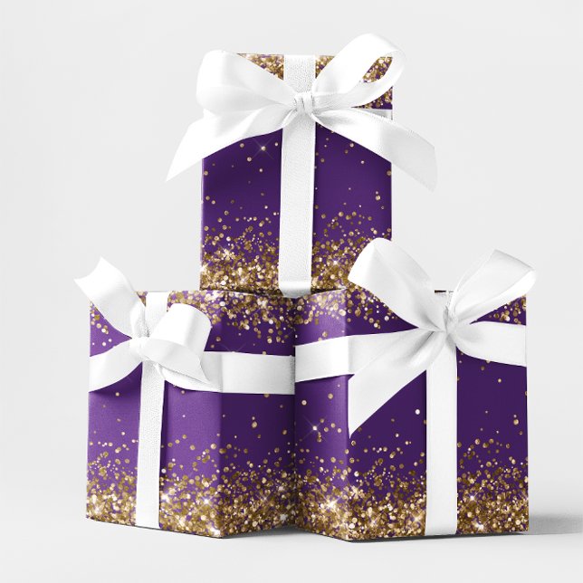 Gold Glitter and Royal Purple Wrapping Paper Sheets (Gold Glitter and Royal Purple Wrapping Paper Sheets)