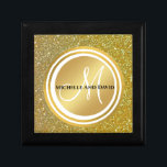 Gold Glitter and sparkle Black Monogram Newlywed Gift Box<br><div class="desc">Personalized Gold Glitter (printed) Monogrammed design with bride and groom names and wedding date and ombre effect. Makes a great gift for newly weds. Great for your bedroom as fun decorative addition to your bedroom. Customize with your names, monogram initial and wedding date.</div>