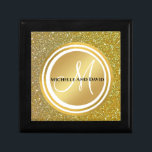 Gold Glitter and sparkle Black Monogram Newlywed Gift Box<br><div class="desc">Personalized Gold Glitter (printed) Monogrammed design with bride and groom names and wedding date and ombre effect. Makes a great gift for newly weds. Great for your bedroom as fun decorative addition to your bedroom. Customize with your names, monogram initial and wedding date.</div>