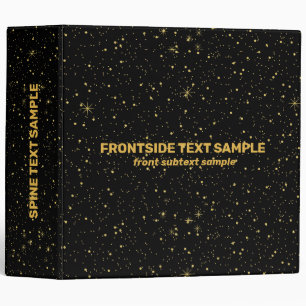 Gold glitter and sparkles on black 3 ring binder