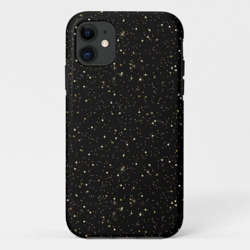 Gold glitter and sparkles on black iPhone 11 case