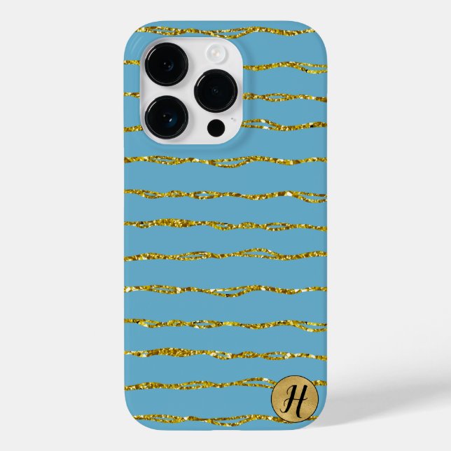Gold Glitter and Turquoise Phone Case (Back)
