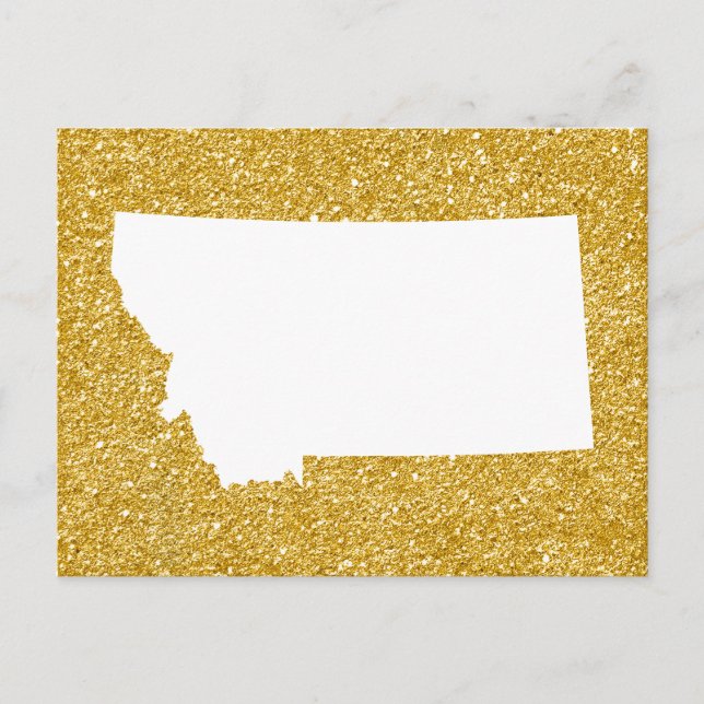Gold Glitter and White Montana Postcard (Front)