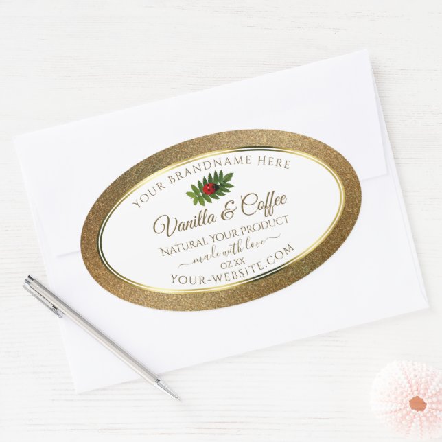 Gold Glitter and White Product Labels Cute Ladybug (Envelope)
