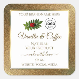 Gold Glitter and White Product Labels Ladybug Logo