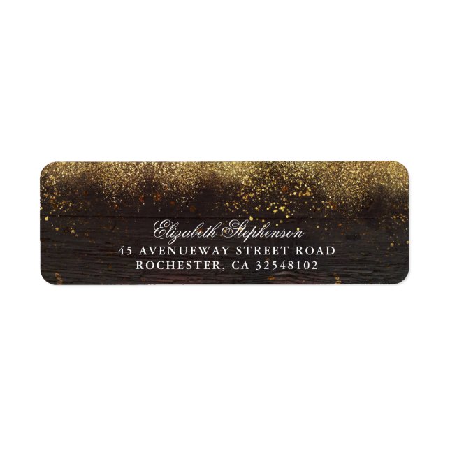 Gold Glitter and Wood Rustic Label (Front)