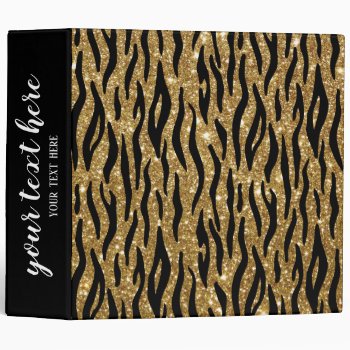 Gold Glitter Animal Print 3 Ring Binder by graphicdesign at Zazzle
