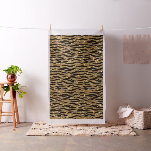 Gold Glitter Animal Print Fabric