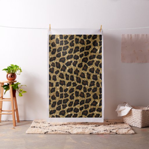Gold Glitter Animal Print Fabric