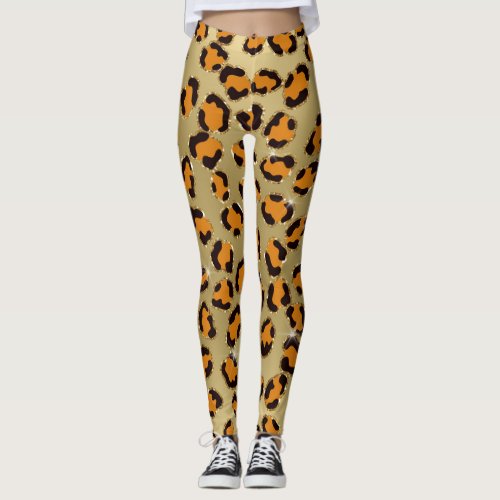 Gold Glitter Animal Print Leggings