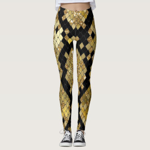 Gold Glitter Animal Print Leggings