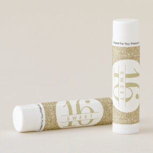 Gold Glitter Any Age or Initial Spa Party Favor Lip Balm