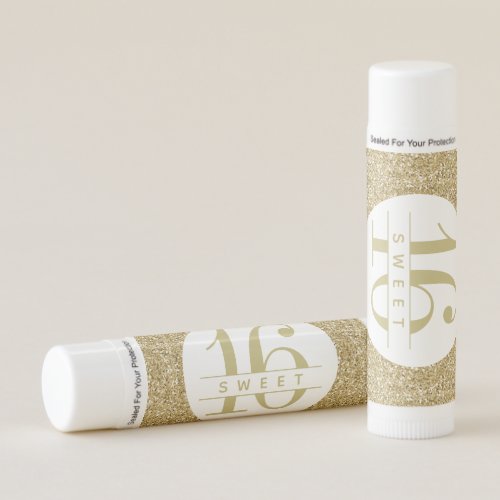 Gold Glitter Any Age or Initial Spa Party Favor Lip Balm