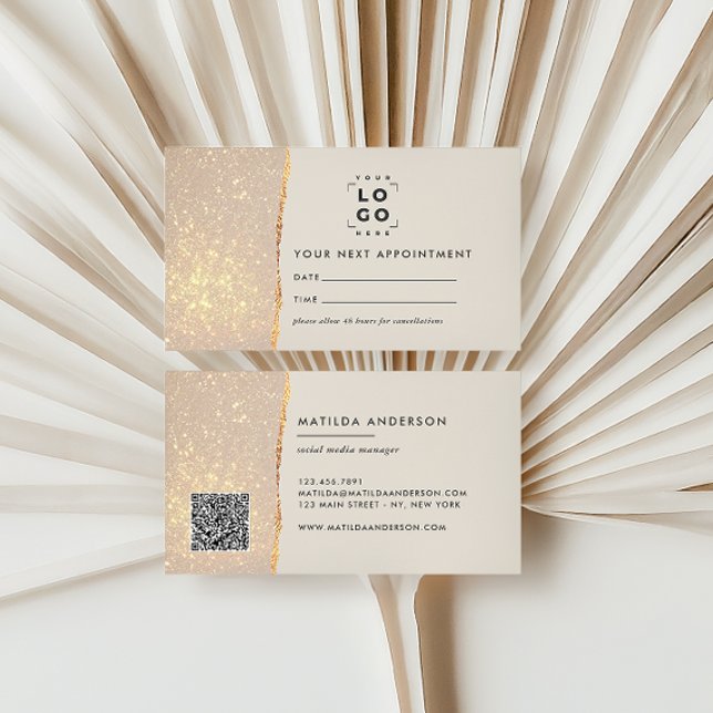 Gold Glitter Appointment Reminder & Business Card (Creator Uploaded)