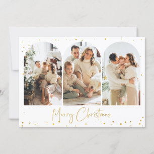 Gold Glitter Arch Christmas Photo Greeting Card